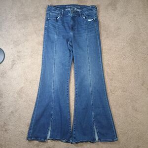 American Eagle Jeans Womens 14 Blue Festival Flare Rockabilly Cowgirl 32x32